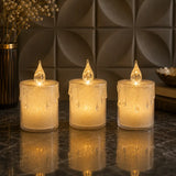LED flickering flameless votive candles with dripping wax effect set of 3 Pakistan