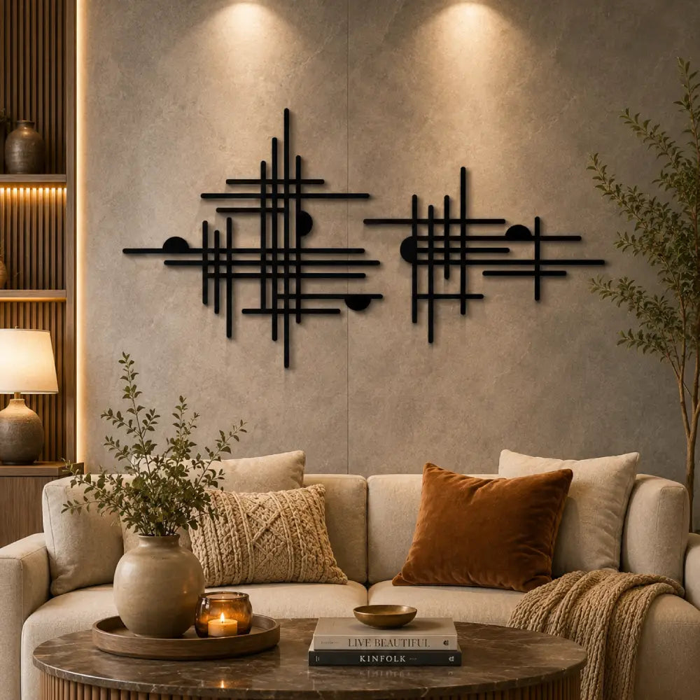 Large Geometric Wooden Wall Art | Modern Abstract Wooden Wall Decor