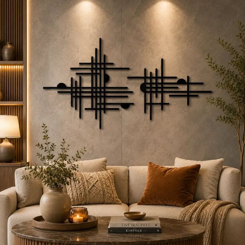 Large Geometric Wooden Wall Art | Modern Abstract Wooden Wall Decor