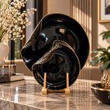 Serving plate set with 6 quarter plates