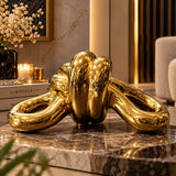 Abstract gold ceramic sculpture for living room