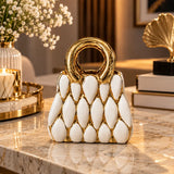 Luxury Ceramic Handbag Decor Sculpture Gold and White