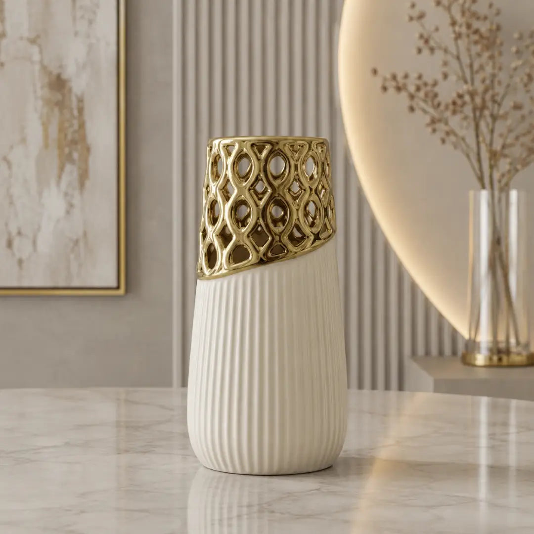 Luxury Gold Grille Vase for premium home decor Pakistan