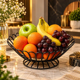 Luxury Black Metal Wire Fruit Basket