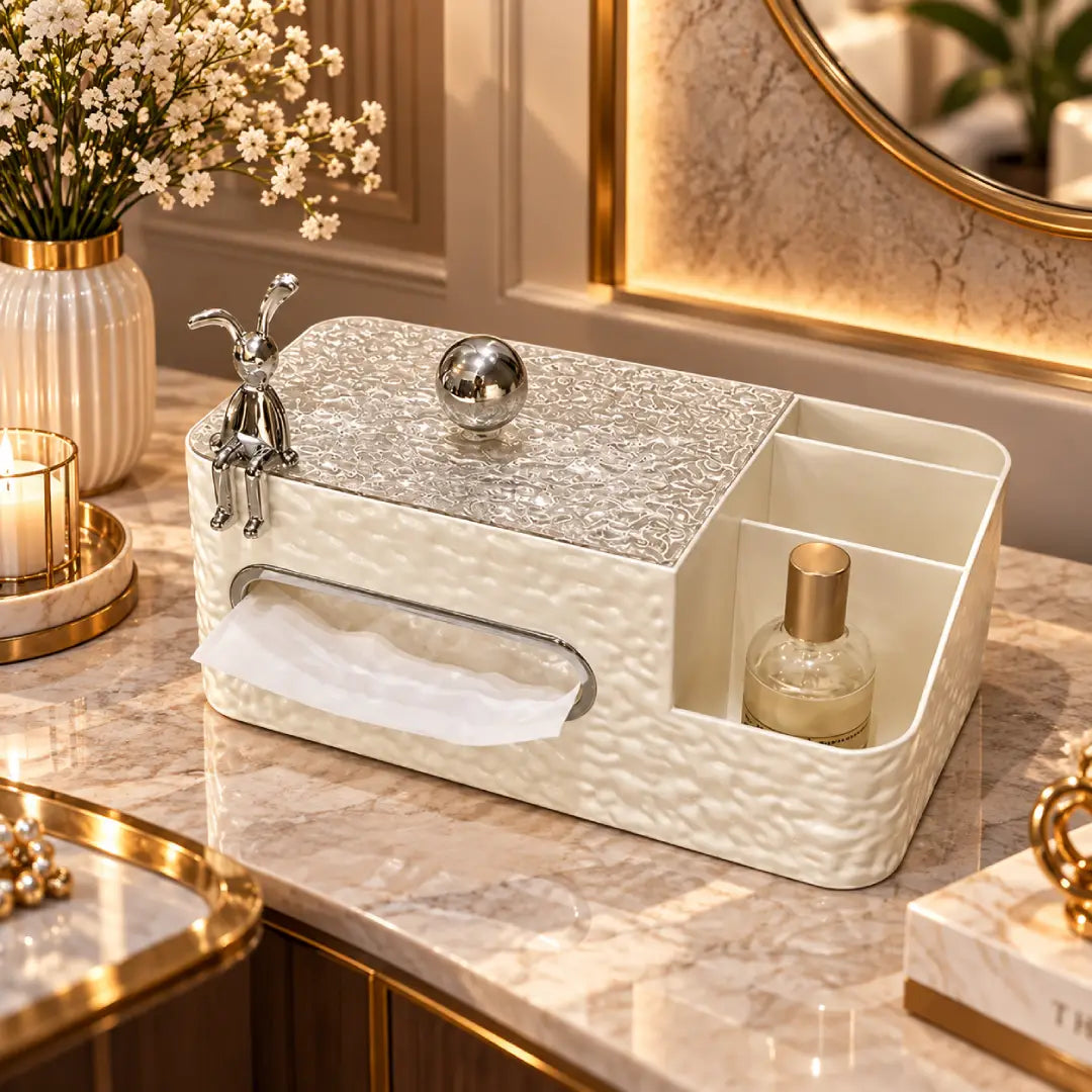 Luxury Multifunctional Tissue Box Organizer with Storage