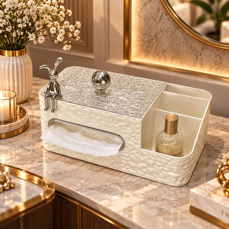 Luxury Multifunctional Tissue Box Organizer with Storage