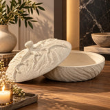 Textured resin decorative bowl with matching lid