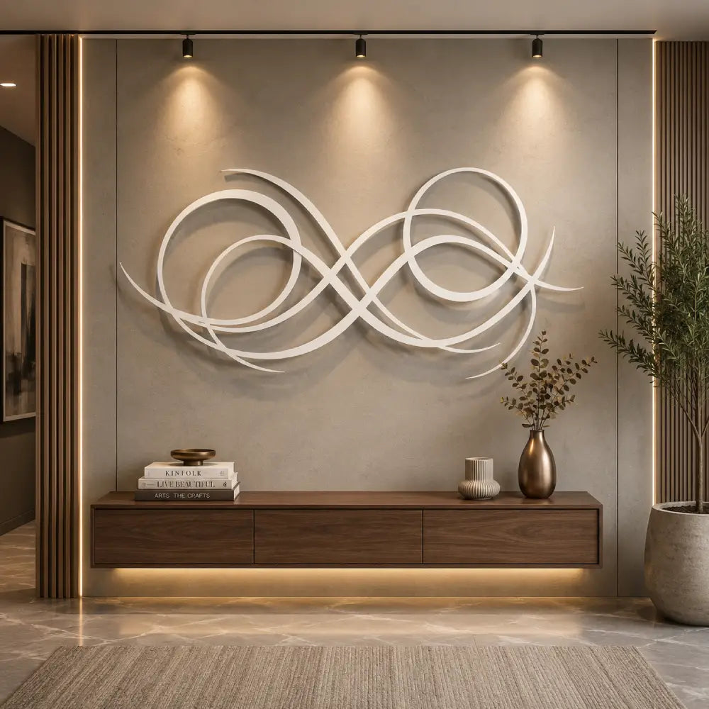 Modern Abstract Swirl Wooden Acrylic Wall Art | Luxury Geometric Wall Decor