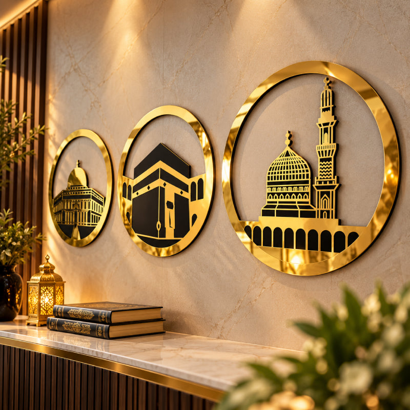 Masjid Al Haram Masjid An Nabawi and Al Aqsa wall decor