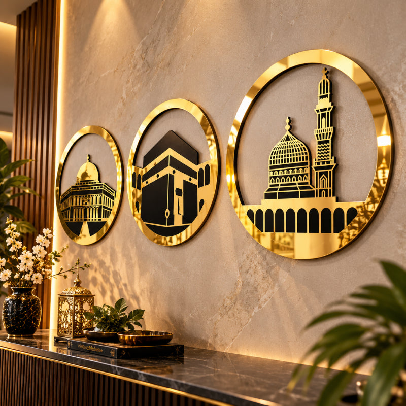 Three iconic mosques Islamic home wall decor
