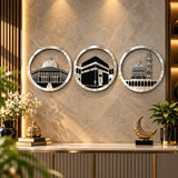 Silver three mosques Islamic wall decor