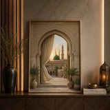 Medina arch wall art print featuring Masjid Nabawi Green Dome Islamic artwork
