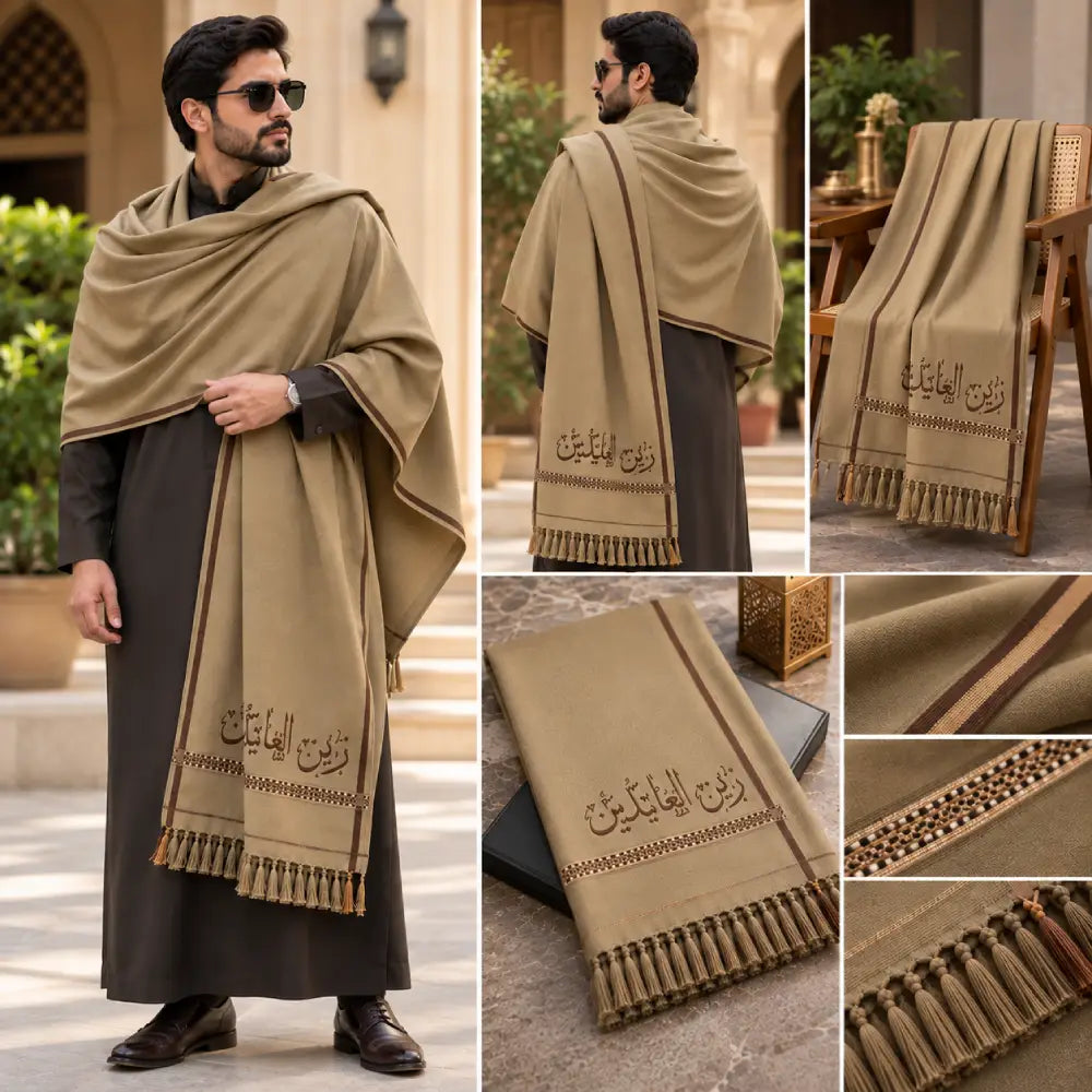 Custom Name Black Winter Shawl for Men | Personalized Gift