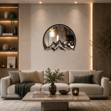 Mountain Mirror Wooden Wall Art | Modern Nature Mirror Wall Decor