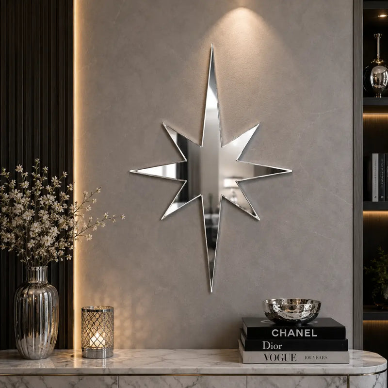 Mirror Acrylic Star Wall Decoration | Golden & White