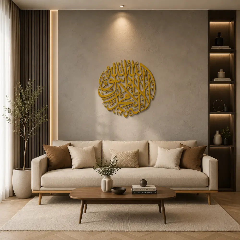 Tauhid Circle Acrylic Wooden Calligraphy | Premium Islamic Wall Art Pakistan