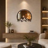 Mountain Mirror Wooden Wall Art | Modern Nature Mirror Wall Decor