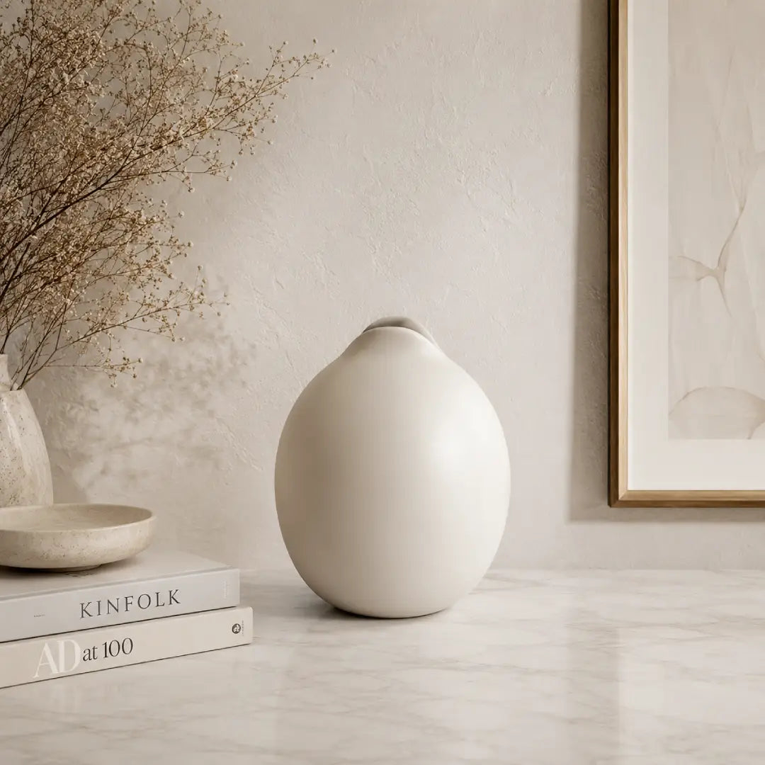 White modern minimalist decorative vase for elegant home styling