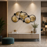 Flowers Wooden Acrylic Wall Decor with Mirror | Modern Leaf Wall Sculpture