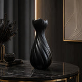 Black Modern Spiral Tulip Vase for contemporary home decor