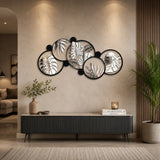 Flowers Wooden Acrylic Wall Decor with Mirror | Modern Leaf Wall Sculpture
