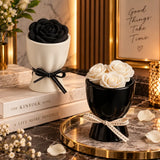 Monochrome Rose Ceramic Cup and Fork Set 6 Pieces