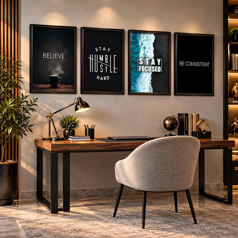 Motivational Messages 4 Panel Office Wall Art