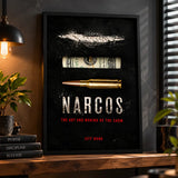 Narcos inspired cash and bullet wall poster