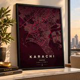Karachi Pakistan minimalist city map artwork