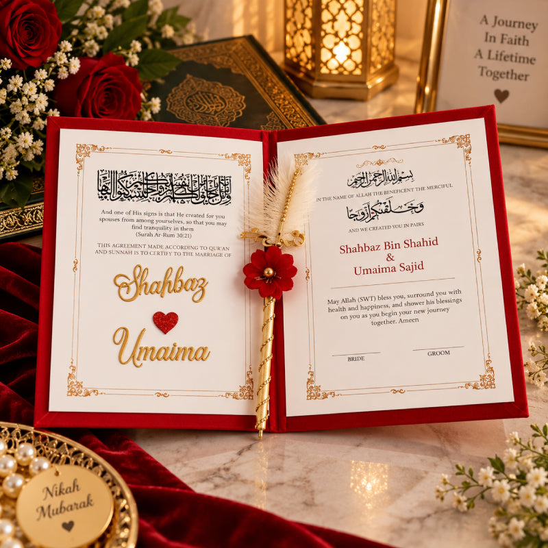 Nikkah ceremony booklet and matching pen