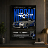 Nissan Skyline GT-R 34 premium JDM wall art Pakistan