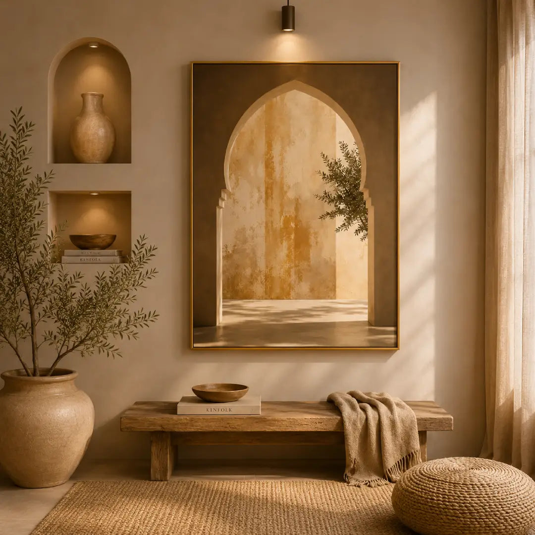 Beige minimalist wall art for hallway