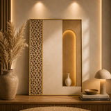 Four piece beige digital wall art set