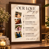 Our Love Story Customised Wall Art – Polaroid Pictures & Couple Timeline | Golden, White, Black & Dark Brown