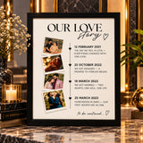 Our Love Story Customised Wall Art – Polaroid Pictures & Couple Timeline | Golden, White, Black & Dark Brown