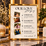 Our Love Story Customised Wall Art – Polaroid Pictures & Couple Timeline | Golden, White, Black & Dark Brown