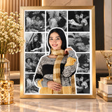 Rustic Gold personalised B&W photo collage wall decor
