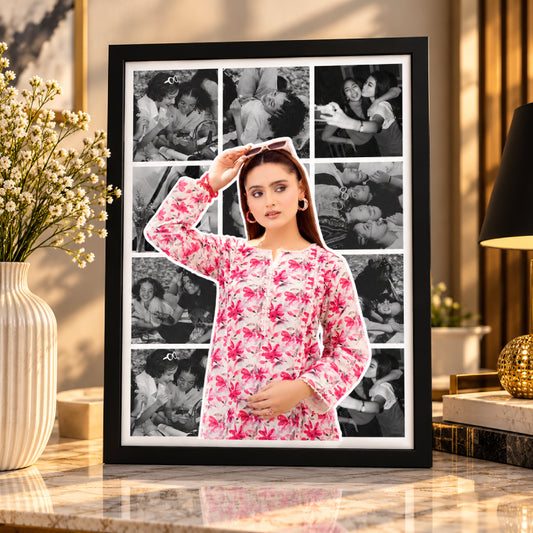 Black outlined picture B&W collage wall art