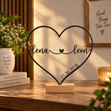 Personalized heart-shaped stand with names and date