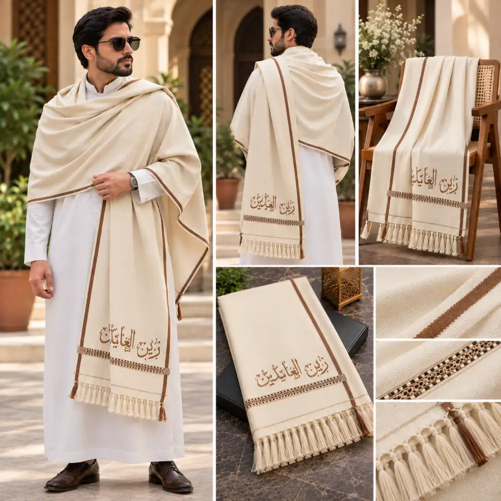 Custom Name Black Winter Shawl for Men | Personalized Gift