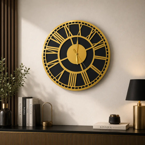 Premium Majestic Roman Wall Clock Gold Mirror Acrylic Modern Luxury Wall Clock Pakistan