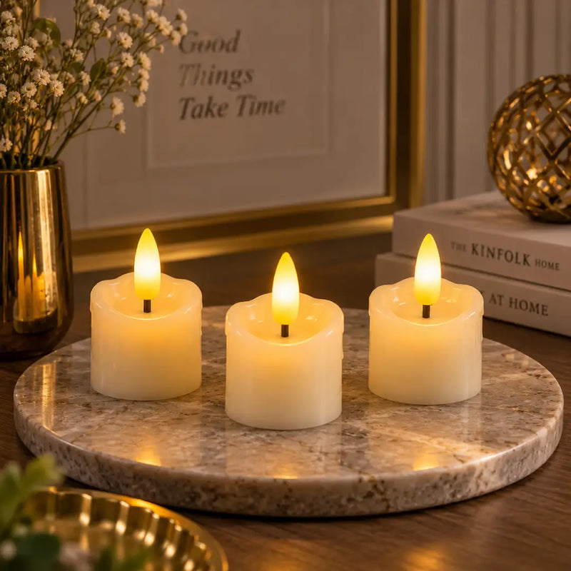 Realistic Flickering LED Pillar Candles | 3 Piece Flameless Decorative Candle Set