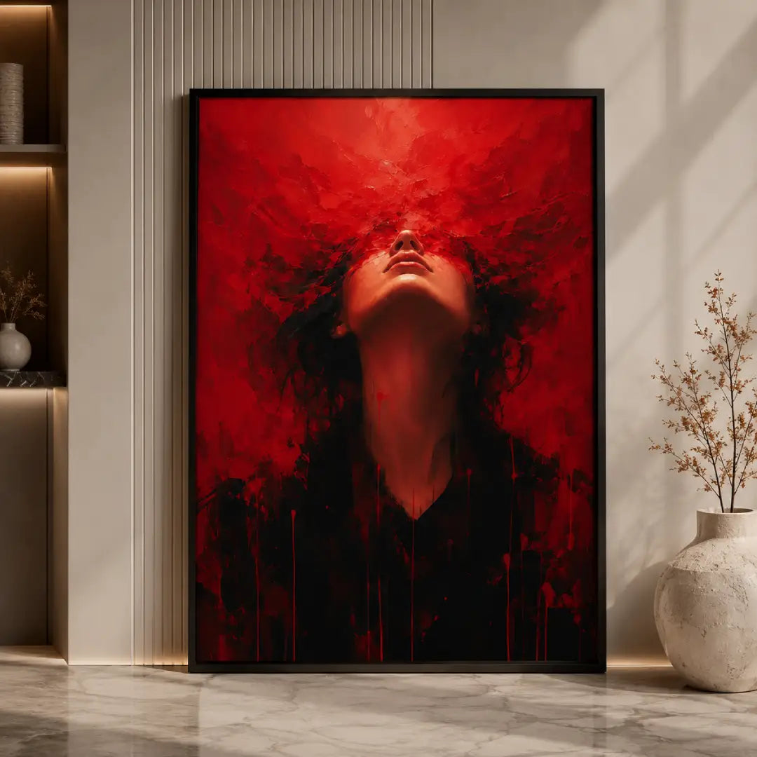 Red Awakening abstract face wall art Pakistan