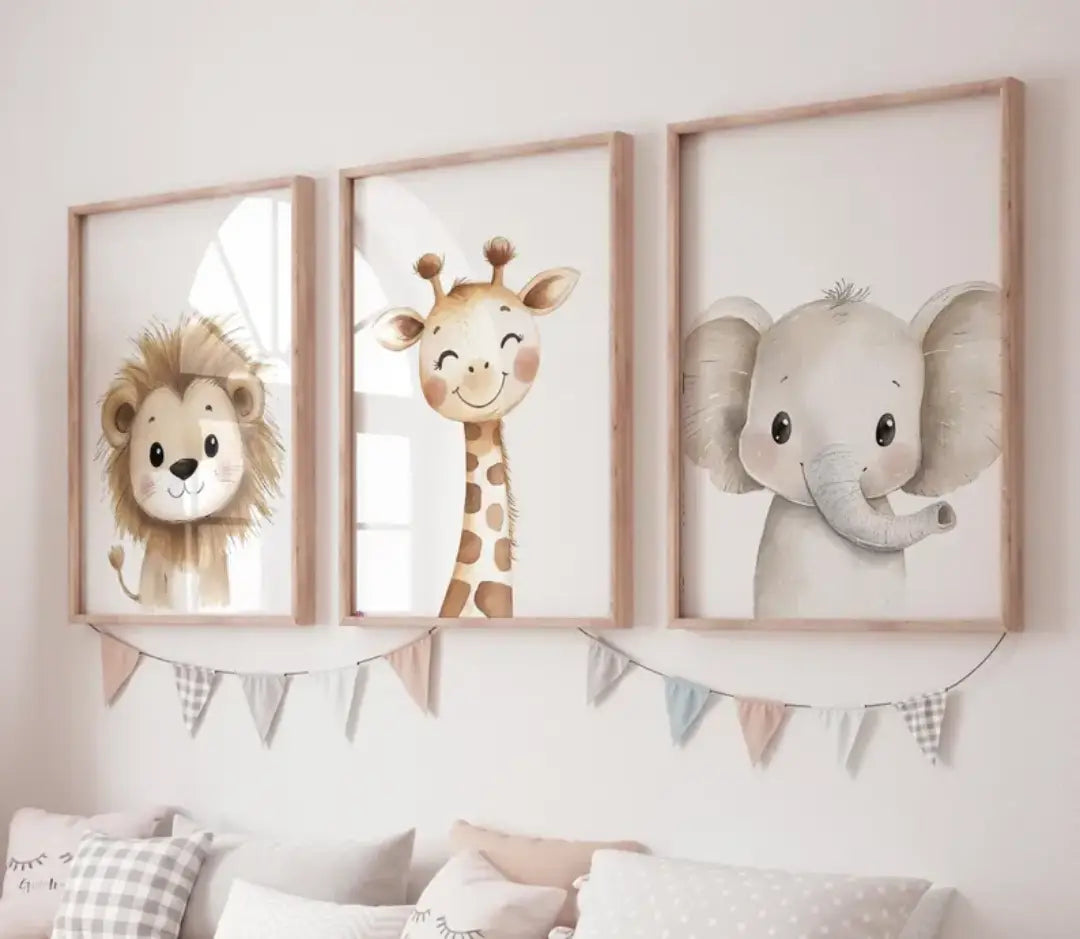 Safari animal nursery prints set of 3
