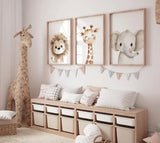 Safari animal wall art for kids bedroom