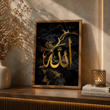 Black and gold marble Islamic wall art set of 2