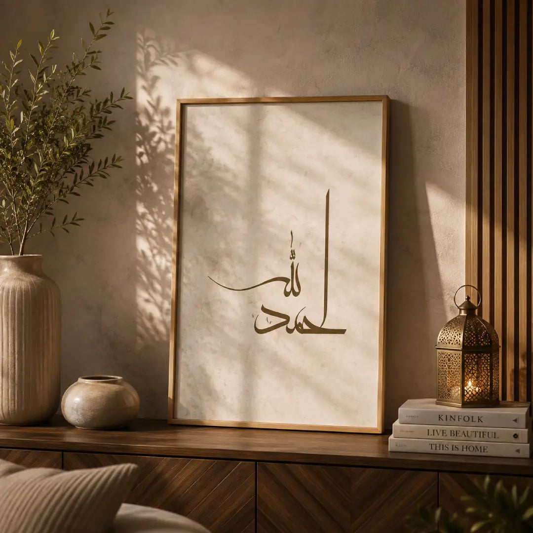 Beige Islamic reminder wall art for bedroom and prayer room