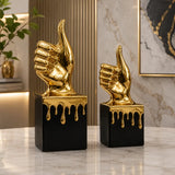 Black thumbs-up hand gesture sculpture modern decorative showpiece