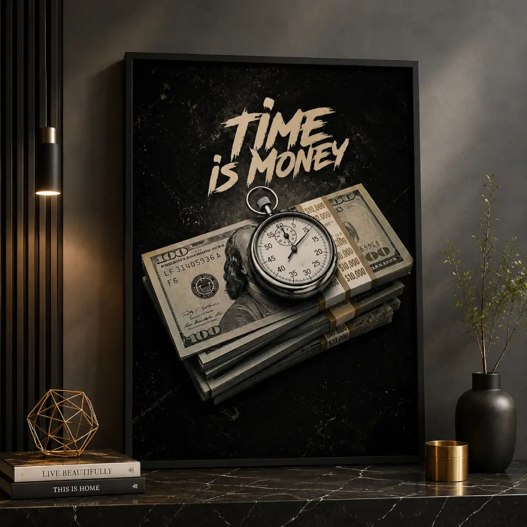 Time Is Money premium framed wall art Pakistan