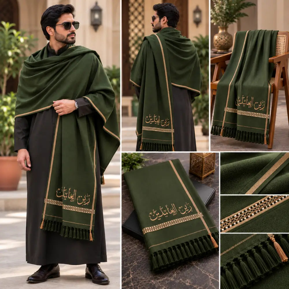 Custom Name Black Winter Shawl for Men | Personalized Gift
